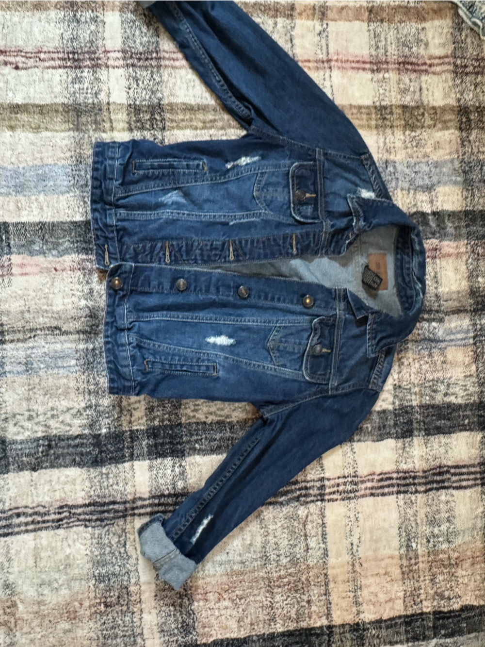 Classic Distressed Blue Women's Denim Jacket